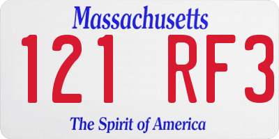 MA license plate 121RF3