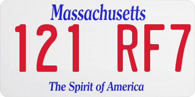 MA license plate 121RF7