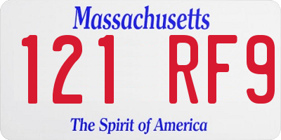 MA license plate 121RF9
