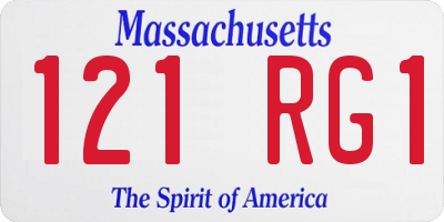 MA license plate 121RG1