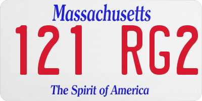 MA license plate 121RG2