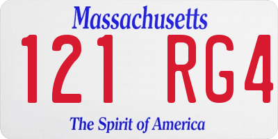 MA license plate 121RG4