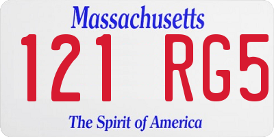 MA license plate 121RG5