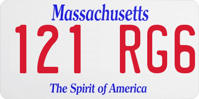 MA license plate 121RG6