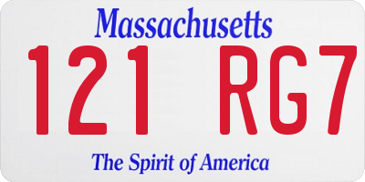 MA license plate 121RG7