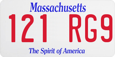 MA license plate 121RG9