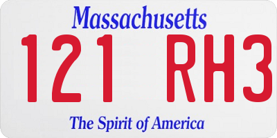 MA license plate 121RH3