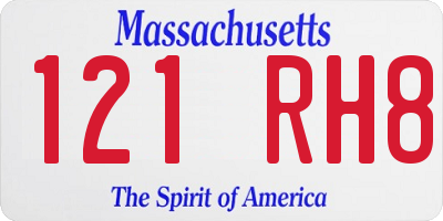 MA license plate 121RH8