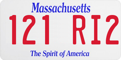 MA license plate 121RI2