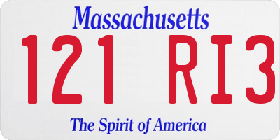 MA license plate 121RI3