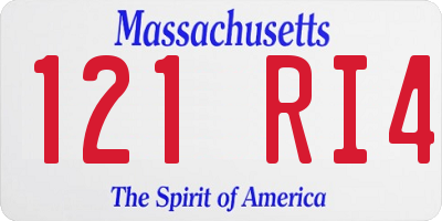 MA license plate 121RI4
