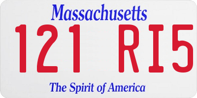 MA license plate 121RI5
