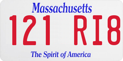 MA license plate 121RI8