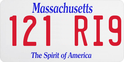 MA license plate 121RI9