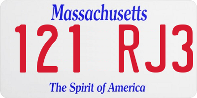 MA license plate 121RJ3