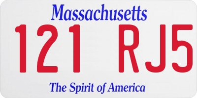 MA license plate 121RJ5