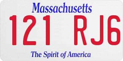 MA license plate 121RJ6