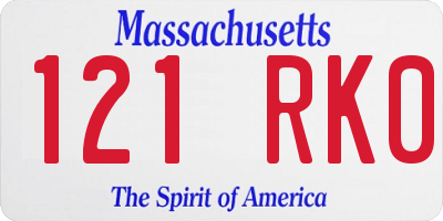 MA license plate 121RK0