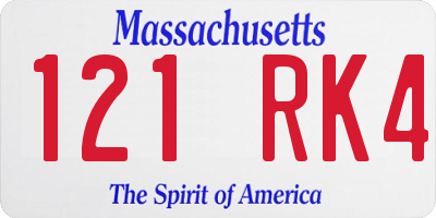MA license plate 121RK4