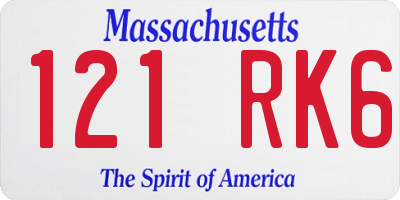 MA license plate 121RK6
