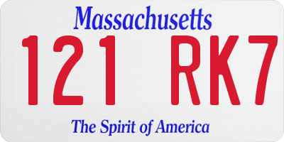MA license plate 121RK7