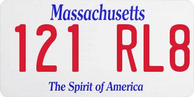 MA license plate 121RL8