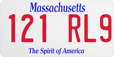 MA license plate 121RL9