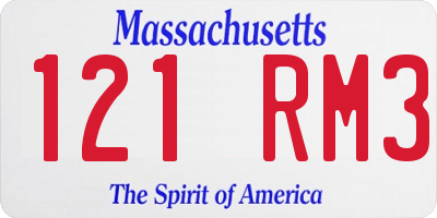 MA license plate 121RM3