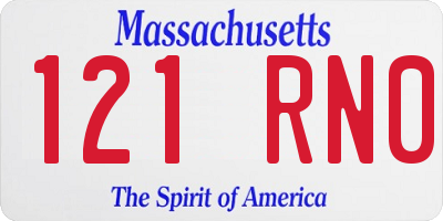 MA license plate 121RN0