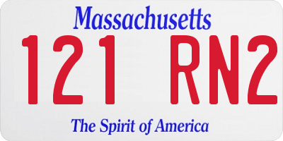 MA license plate 121RN2