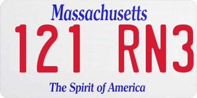 MA license plate 121RN3
