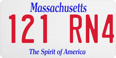 MA license plate 121RN4