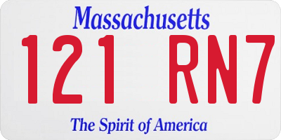MA license plate 121RN7
