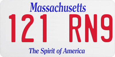 MA license plate 121RN9