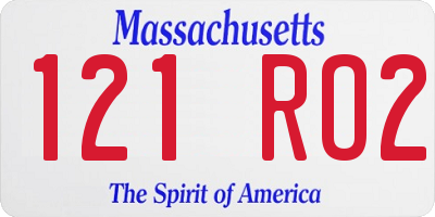 MA license plate 121RO2