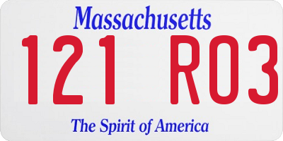 MA license plate 121RO3