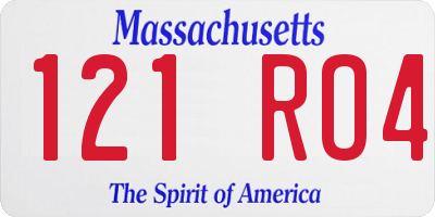 MA license plate 121RO4