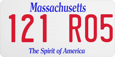 MA license plate 121RO5