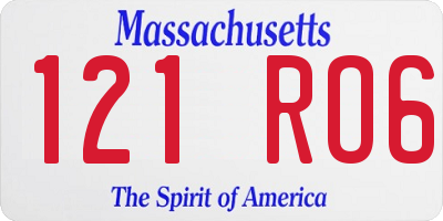 MA license plate 121RO6