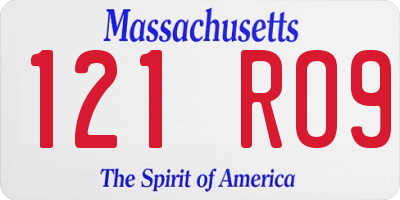 MA license plate 121RO9