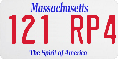 MA license plate 121RP4