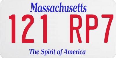 MA license plate 121RP7
