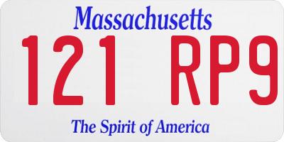 MA license plate 121RP9