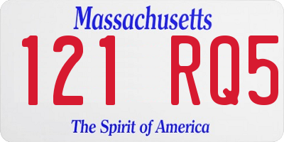 MA license plate 121RQ5