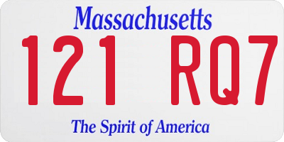 MA license plate 121RQ7