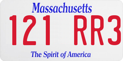 MA license plate 121RR3