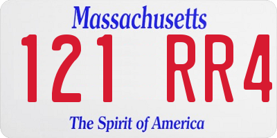MA license plate 121RR4