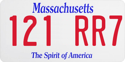MA license plate 121RR7
