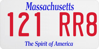 MA license plate 121RR8