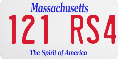 MA license plate 121RS4